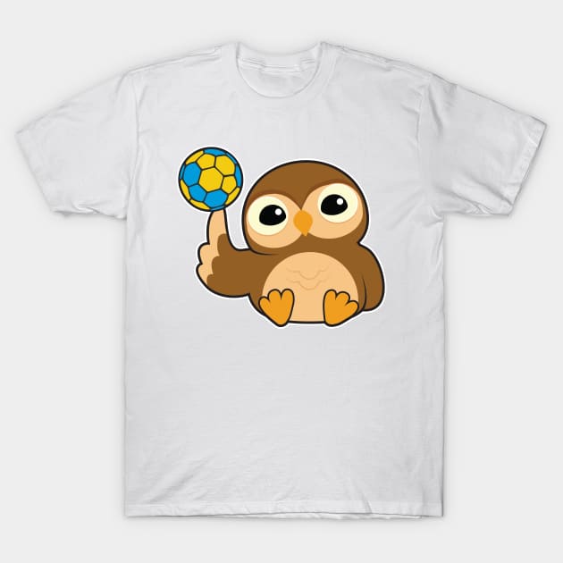 Owl as Handball player with Handball T-Shirt by Markus Schnabel